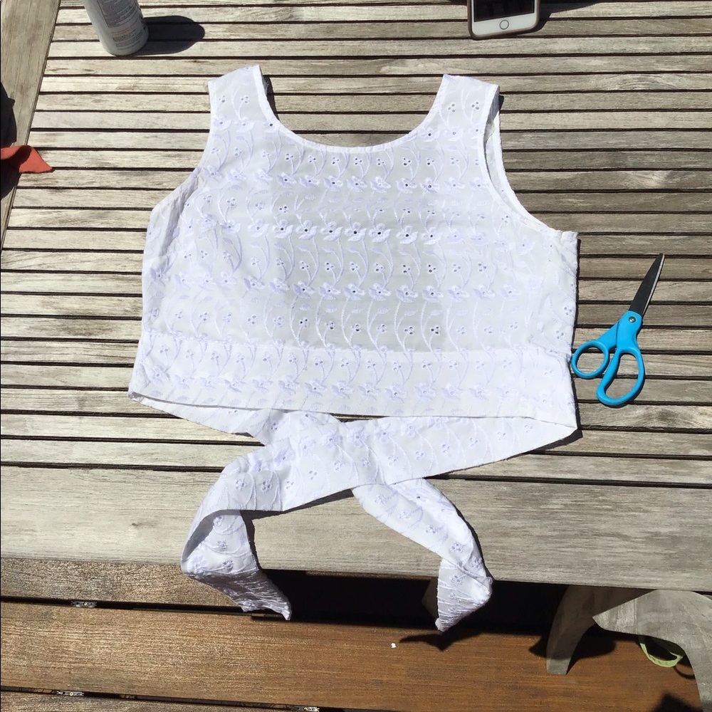 SOLD White crop top with tie back